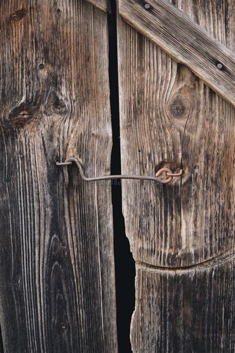 Old Metal Hook For Closing Wooden Doors Stock Photo Image Of Steel