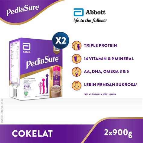 Jual PediaSure Cokelat 900 G 1 10th Nutrisi Pertumbuhan 2 Pcs