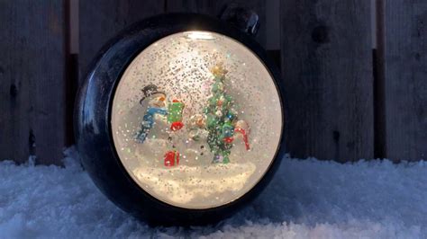 Christmas Bauble Water Spinner Lantern With Snowmen Scene Youtube