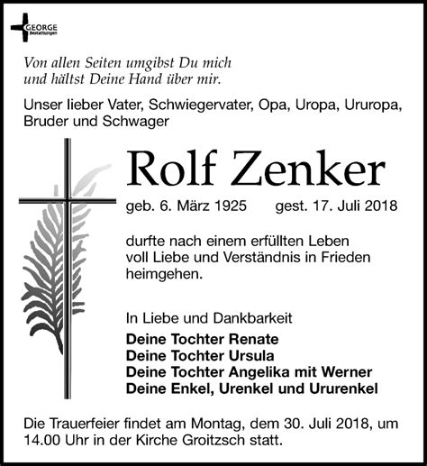 Traueranzeigen Von Rolf Zenker Trauer Anzeigen De