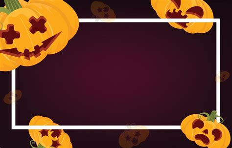 Halloween Background Decorated With Ghost Pumpkins With Copy Space