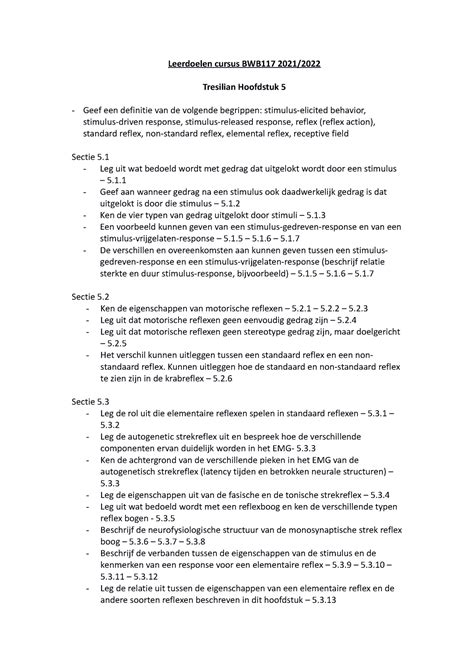 BWB117 Tresilian H5 Leerdoelen Leerdoelen Cursus BWB117 2021