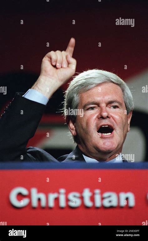 House Speaker Newt Gingrich Of Ga Gestures While Addressing The Annual Christian Coalition