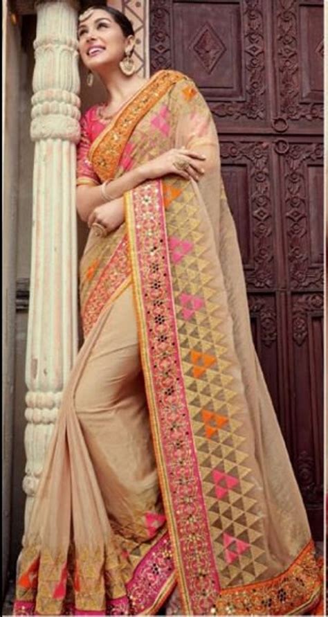 Indian Bollywood Sari Designer Beige Gold Saree Fancy Modern | Etsy