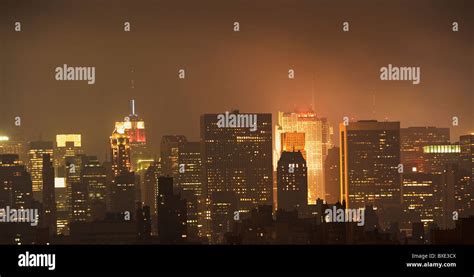 New York City skyline at night Stock Photo - Alamy