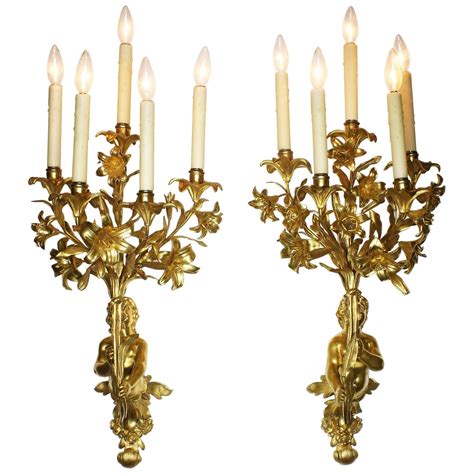 Pair Of French 19th Century Neoclassical Style Parcel Gilt Bronze Wall