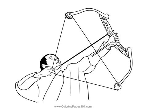 a drawing of a man holding onto a bow and aiming it at the target with ...