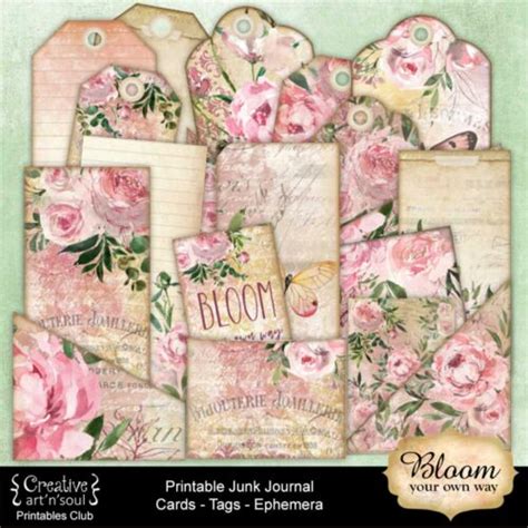 Printable Junk Journal Elements And Ephemera Bloom Your Own Way