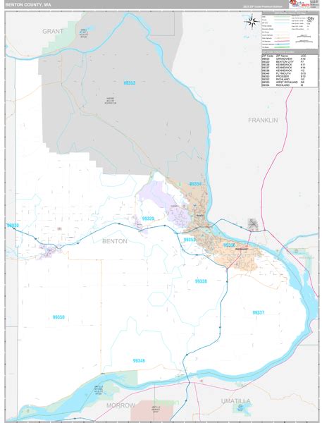 Benton County, WA Wall Map Premium Style by MarketMAPS - MapSales