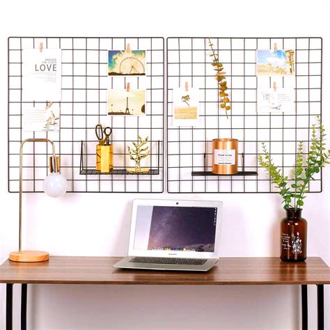 Oucles Photo Wall Set Of 2 Grid Panel Metal Wire Display Panel