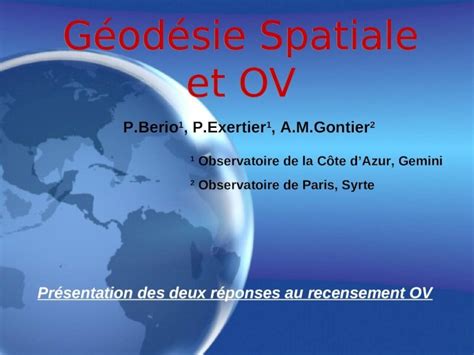 Ppt G Od Sie Spatiale Et Ov P Berio P Exertier A M Gontier