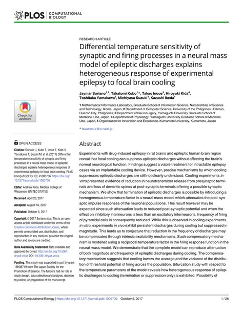 Pdf Differential Temperature Sensitivity Of Synaptic And Firing