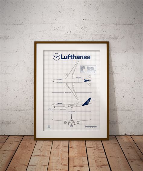 Lufthansa Airbus A350 Aircraft Print Poster Wall Art Blueprint - Etsy