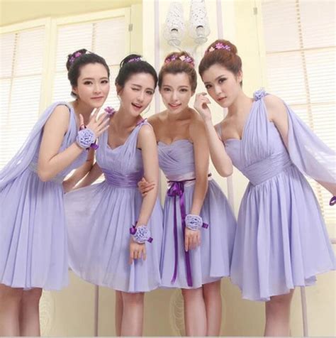 Light Purple Strapless Bridesmaid Dresses