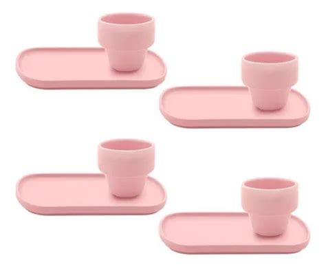 Set De 4 Tazas Grandes De 220 Ml Con Platillos De Elo Tutti Frutti Pink