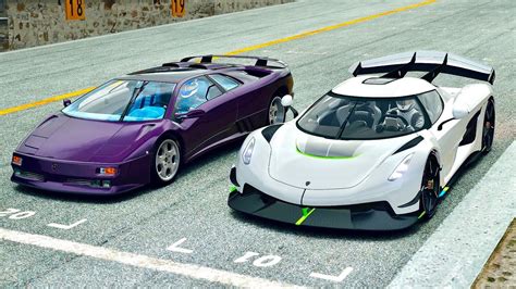 Koengisegg Jesko Vs Lamborghini Diablo Monster Drag Race Km Youtube