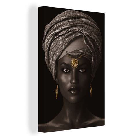 Muchowow Tableau Sur Toile Femme Africaine Or Decoration Murale