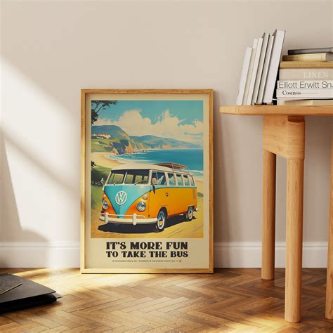 Vintage VW Bus Poster Retro Car Art Volkswagen Art Print VW - Etsy