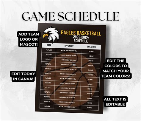 Editable Basketball Schedule Template DIY Canva Basketball Schedule ...