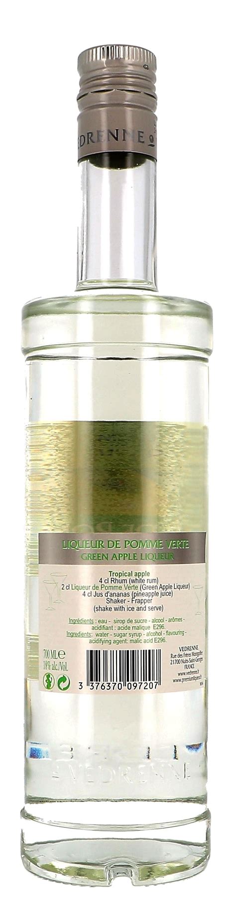 Vedrenne Creme De Pomme Verte Cl Green Apple Liqueur Nevejan