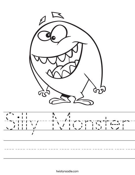 Silly Monster Worksheet Twisty Noodle