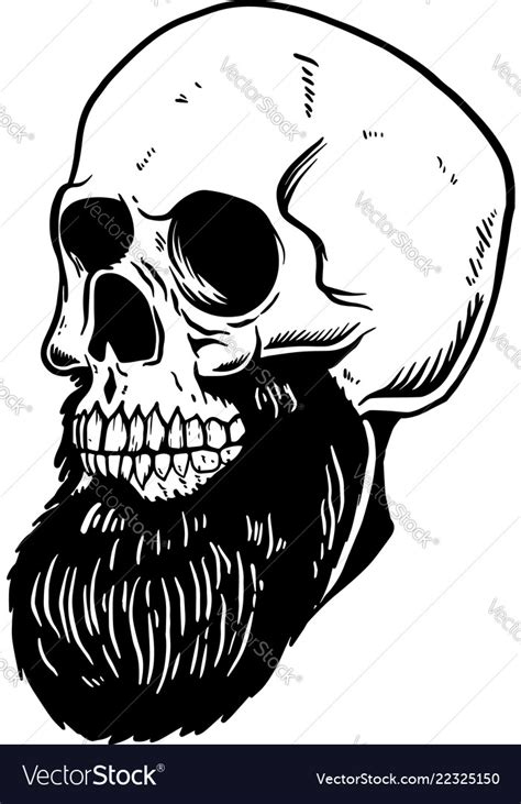 Hand Drawn Bearded Skull Design Element Royalty Free Vector