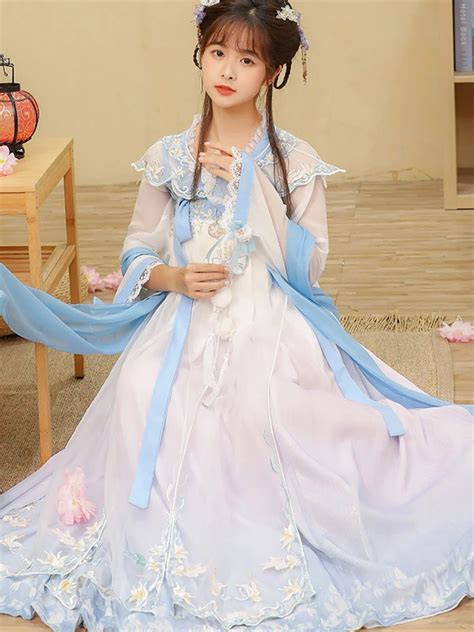 Traditional Chinese Satin Hanfu Silky Dress