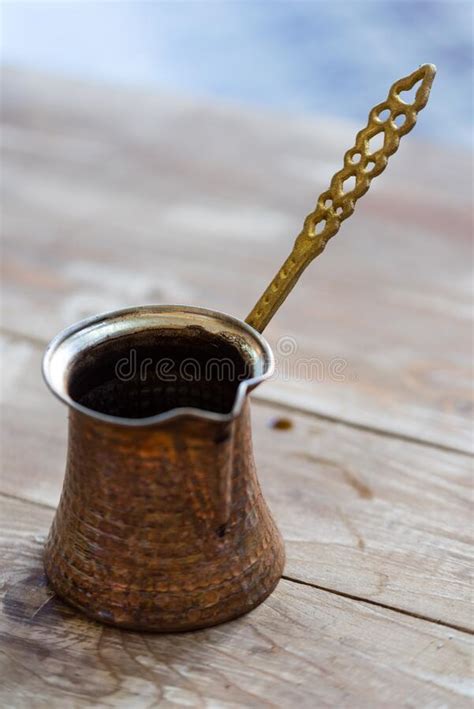 Arabic Coffee Pot on Wooden Table Stock Image - Image of isolated ...