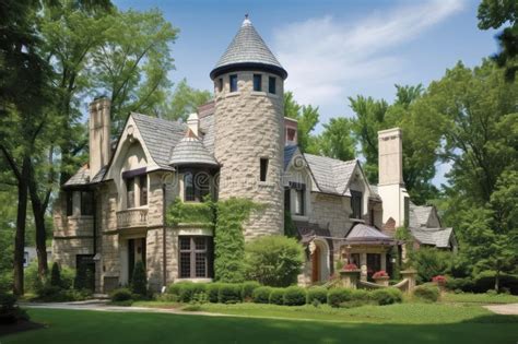 Traditional Exterior Of Tudor Style House Complete With Turret Cast