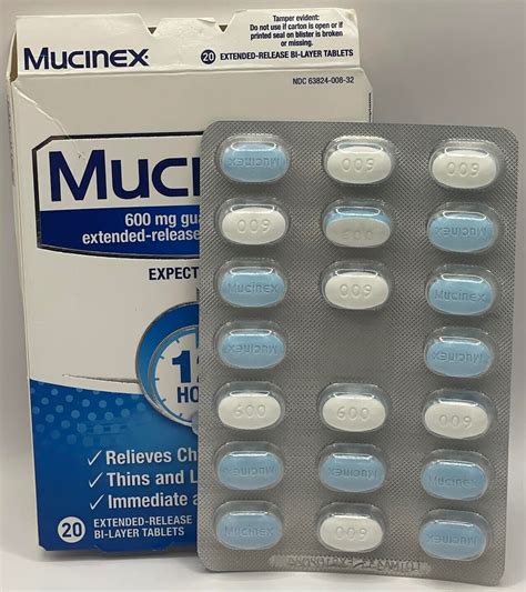 Mucinex 600 Mg Guaifenesin Expectorant 20 Extended Release Bi Layer