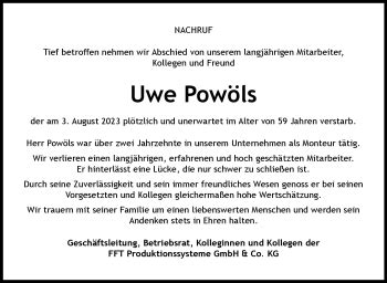 Traueranzeigen Von Uwe Pow Ls Franken Gedenkt De