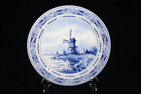 Antique Delft Blue Dutch Windmill Plate Art And Collectibles Collectibles