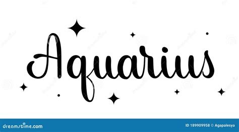 Aquarius Handwritten Name Of Sign Of Zodiac Modern Brush Calligraphy