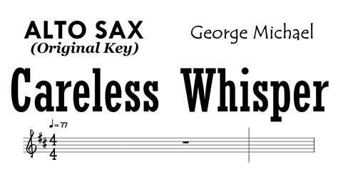 Careless Whisper Alto Sax Sheet Music Backing Track Partitura George