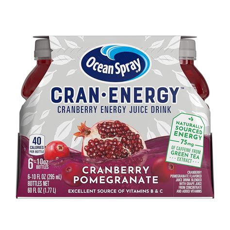 Ocean Spray Cran Energy Cranberry Pomegranate Energy Juice Drink 10 Ounce Bottle