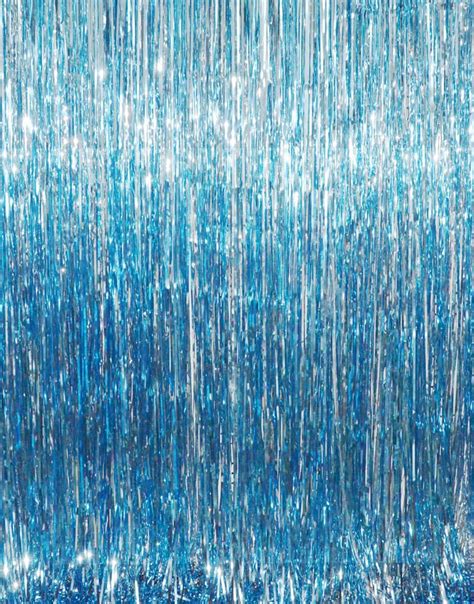 3 Pack 3 2ft X 8 2ft Light Blue Metallic Tinsel Curtains