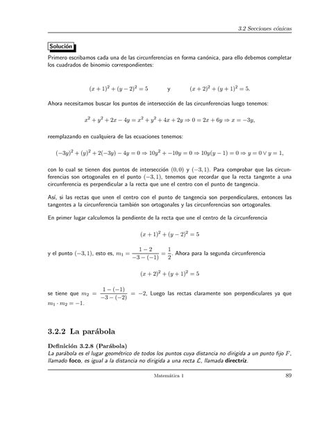 Apunte Semana Conicas Soluci On Primero Escribamos Cada Una De Las