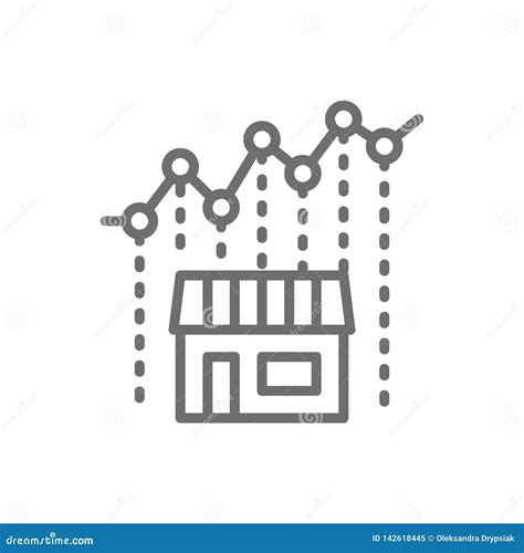 Real Estate Index Growth Chart, Rising Cost of Housing Line Icon. Stock
