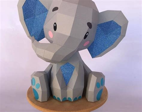 3d Papercraft Elephant Etsy