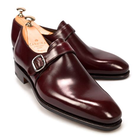 PLAIN TOE MONK STRAP ON CORDOVAN BURGUNDY | CARMINA