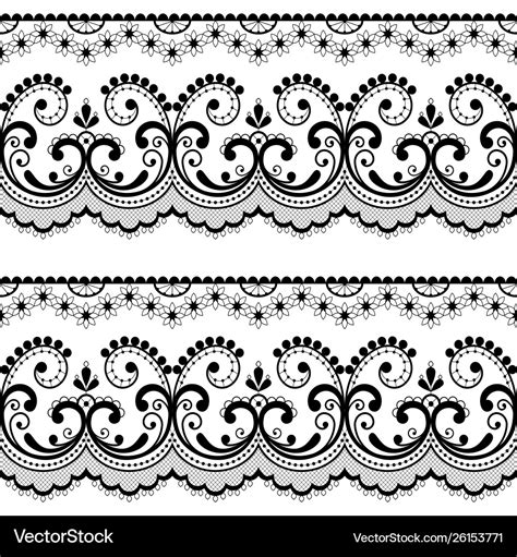 Victorian Lace Seamless Design Black And White Vector Image