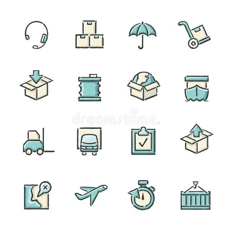 Logistics Icons Line Stock Vector Illustration Of Ship 58788749