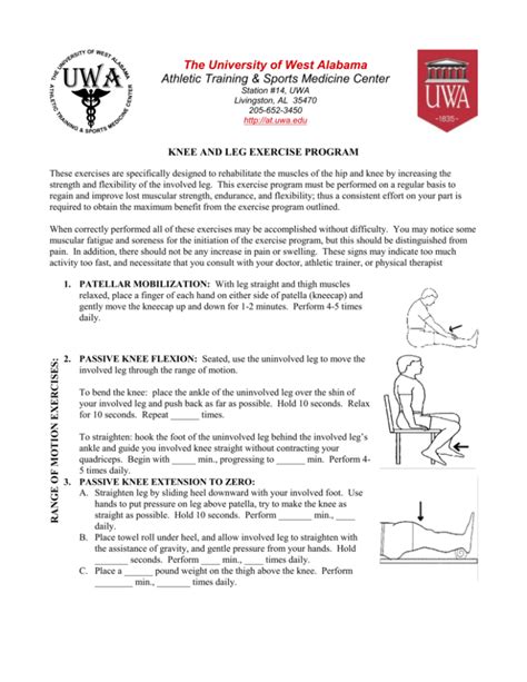 Knee Rehabilitation Protocol Uwa Athletic Training And Sports