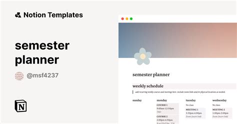 Semester Planner Template By Msf4237 Notion Marketplace