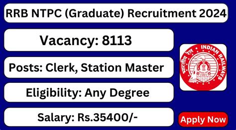 RRB NTPC Graduate Level Recruitment 2024 8113 Posts Apply Now