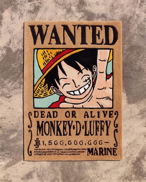 Monkey D Luffy Wanted Poster Anime Rug One Piece Bounty Poster Rugs