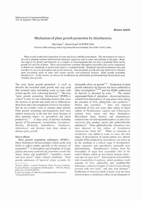 Pdf Mechanism Of Plant Growth Promotion By Rhizobacterianopr Niscair