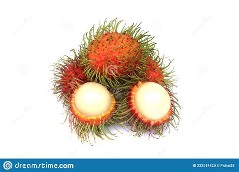 Rambutan Una Fruta Popular En Tailandia Tiene Un Sabor Dulce Aislado