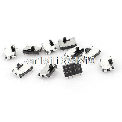 10pcs 3 Position 6 Pin DPDT Vertical Mini SMD SMT Slide Power Switch