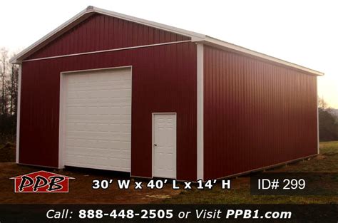 299 - Large Red Pole Barn 30x40x14 - Pioneer Pole Buildings, Inc.